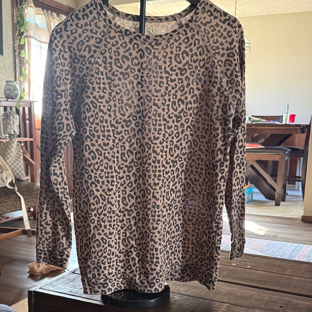 Obey Leopard Print Long Sleeve Tee - Brown and Black